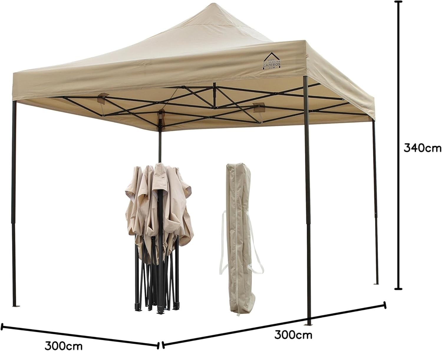 etevert | Tonnelle Pliante 3x3m | Matériaux Robustes, Entièrement Étanches et de Haute Qualité (Beige)