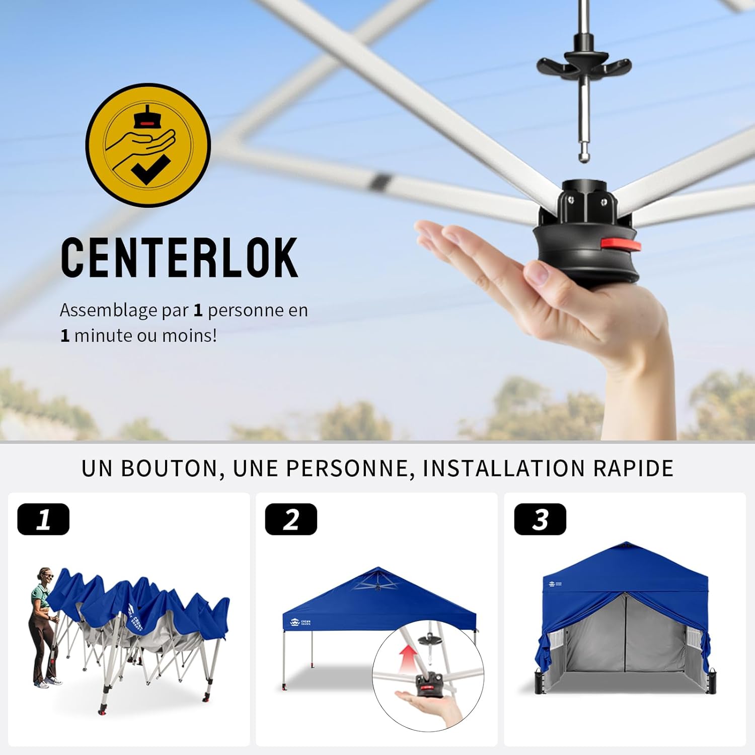 etevert - tonnelle pliante 3x3m - imperméable, UPF 50+, 4 parois amovibles