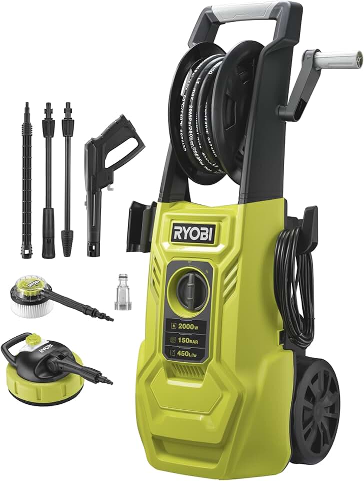 etevert - Série RY150PWA - 2000 W, 150 Bars, 8 m flexible, réservoir détergent, lance Vario/Turbo, Brosse rotative - RY150
