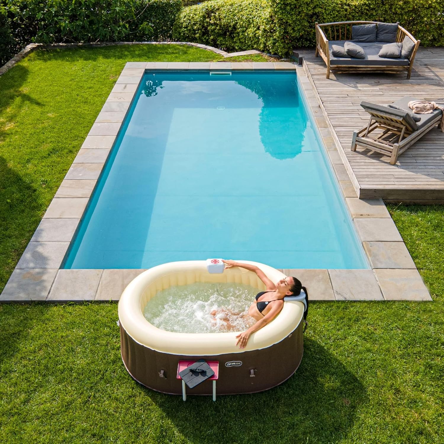 etevert - Bain à remous Ovale - 190x120x65 cm - Pompe 30 W, 550 L