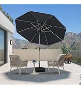 etevert Parasol de Jardin Extérieur Inclinable 2,7 m Rond, Parasol Balcon avec Châssis en Alu...