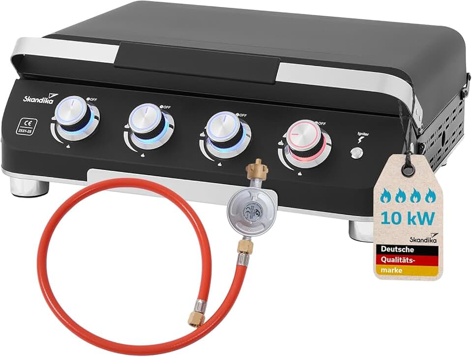 etevert - Palo série - plancha gaz 4 brûleurs, couvercle BBQ - transportable