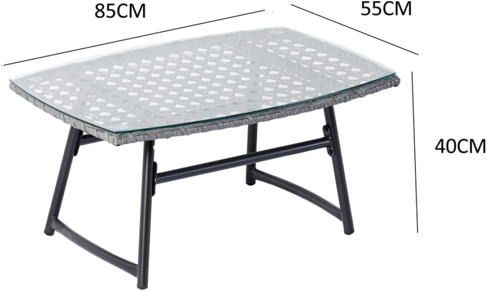 etevert - Guahana - salon bas 4 places, acier, rotin, coussins épais
