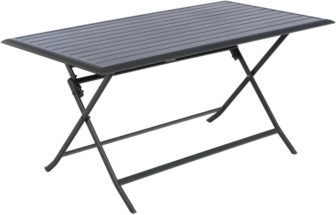etevert - Azua table de jardin pliante 6 places, aluminium gris