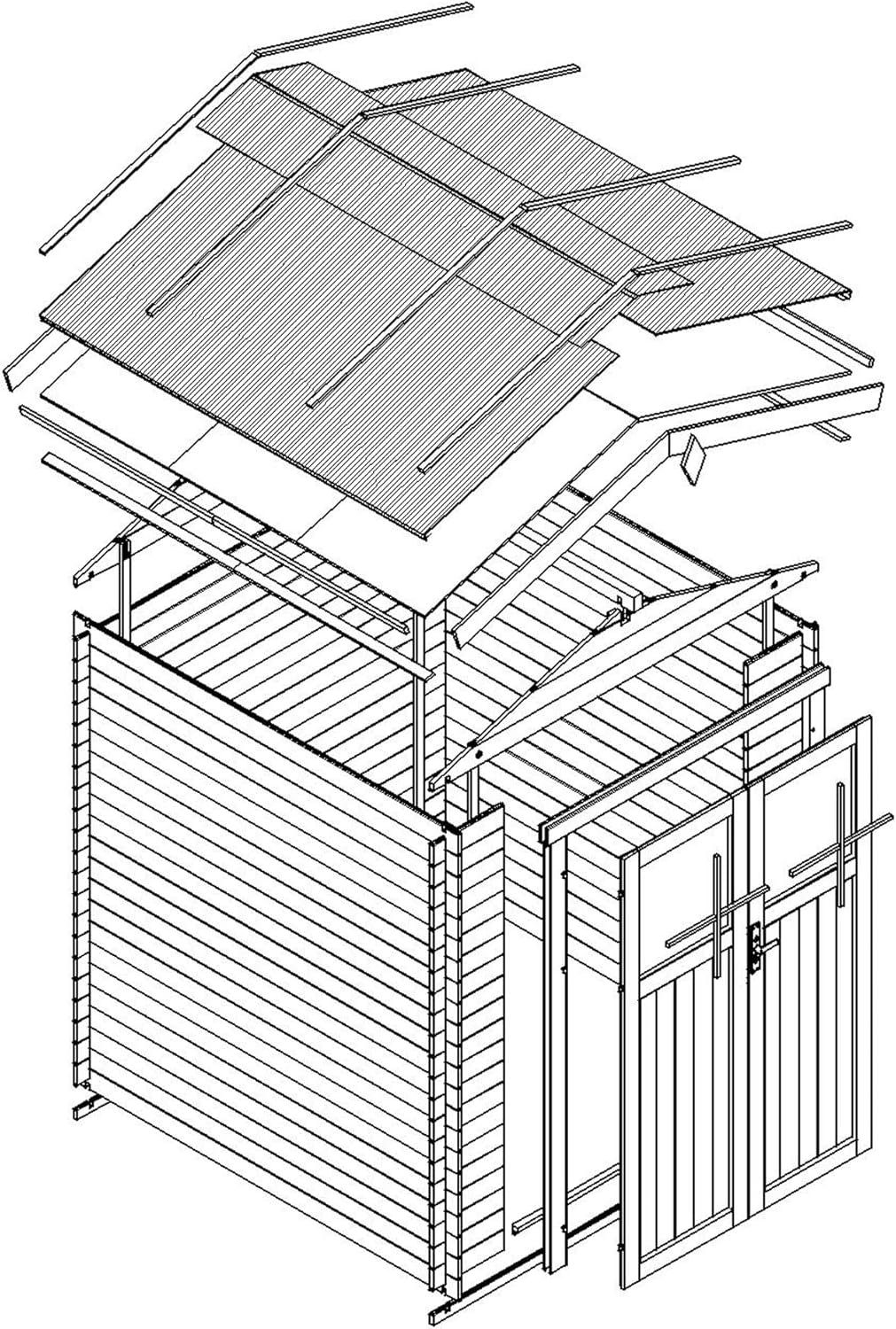 Abri de Jardin en Bois - Stockage extérieur I196xL136xH218 cm/ 1.98 m2 Petit abri à Outils, Local à vélos - etevert M367F