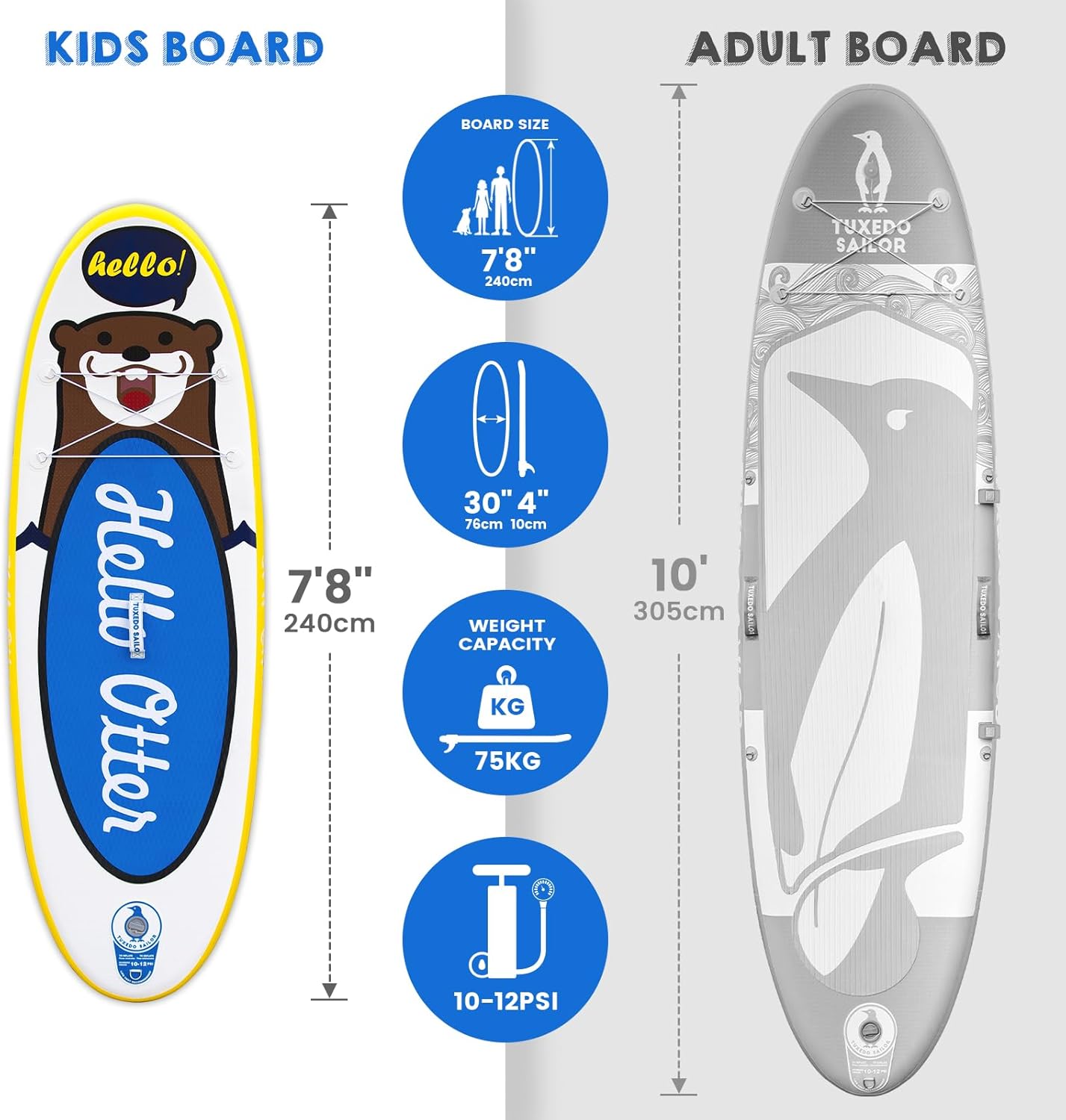 etevert - planche SUP adulte gonflable, accessoires inclus, 320x81x15cm