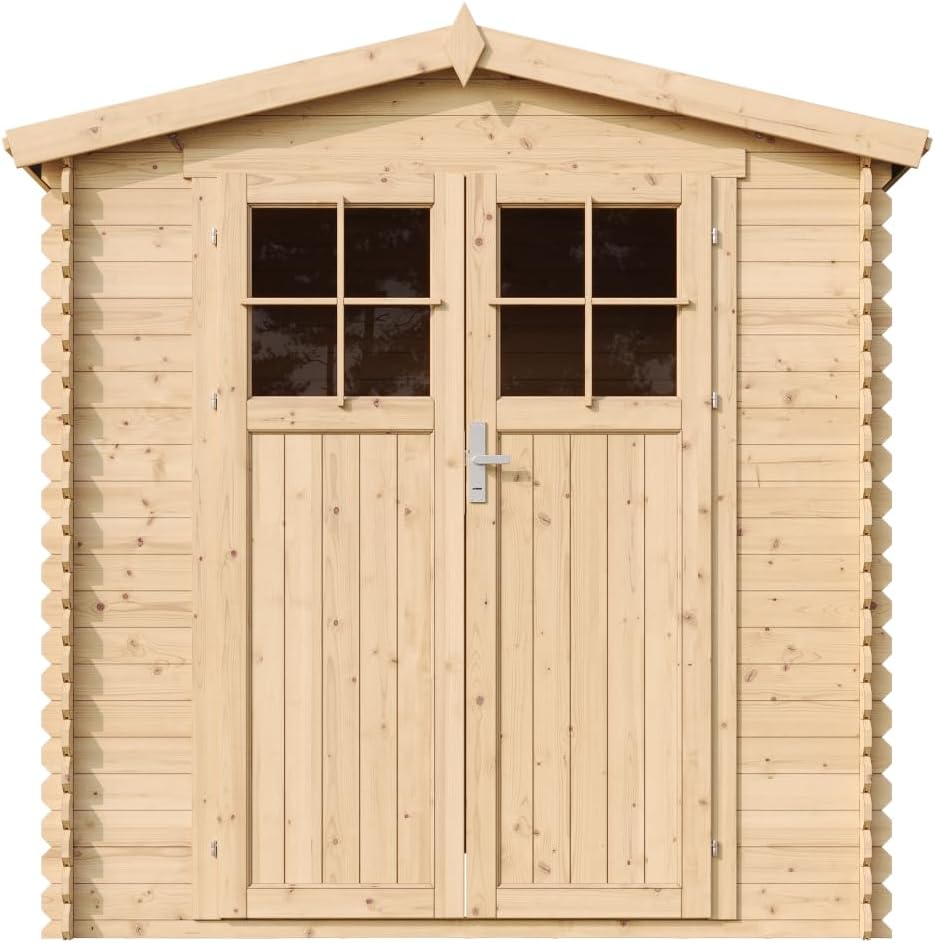 Abri de Jardin en Bois - Porte verrouillable de Haute qualité- Stockage extérieur I216xL206xH218 cm/ 3.53 m2 Petit abri à Outils, Local à vélos - Toit imperméable, fenêtres etevert M343F