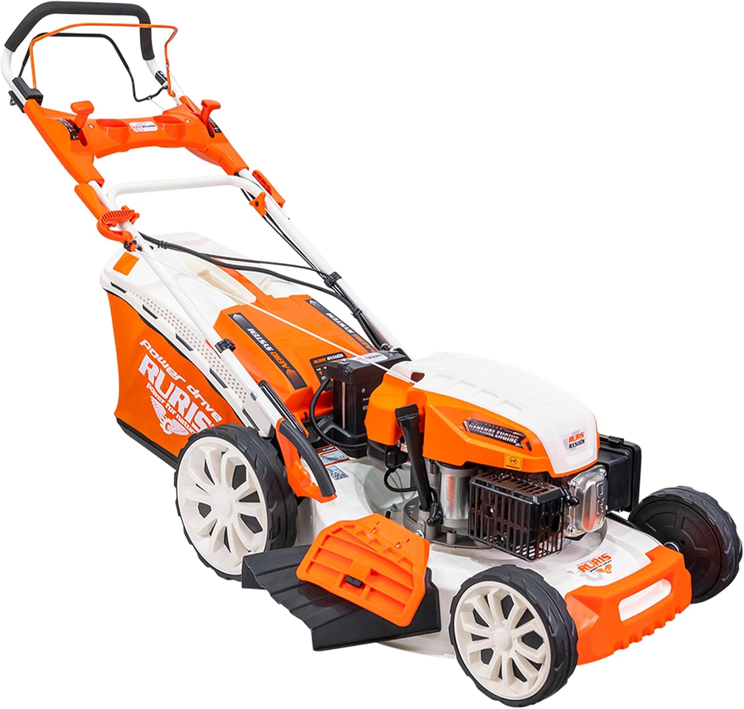 etevert Tondeuse à Gazon Thermique 5 en 1 Mulching 5,7 CV 196cc RX500S, Orange