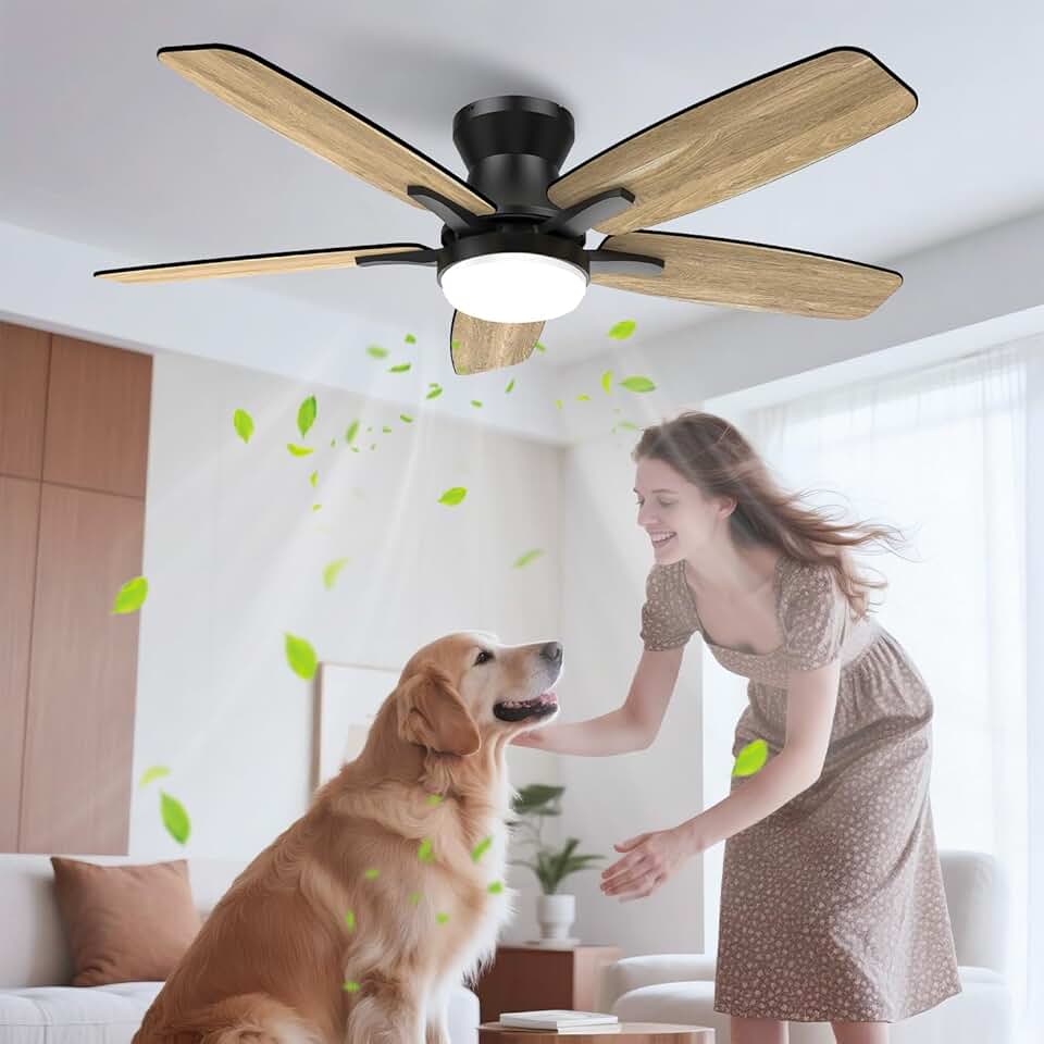 etevert - Ventilateur de plafond double face 106cm, LED, télécommande, moteur DC réversible, silencieux
