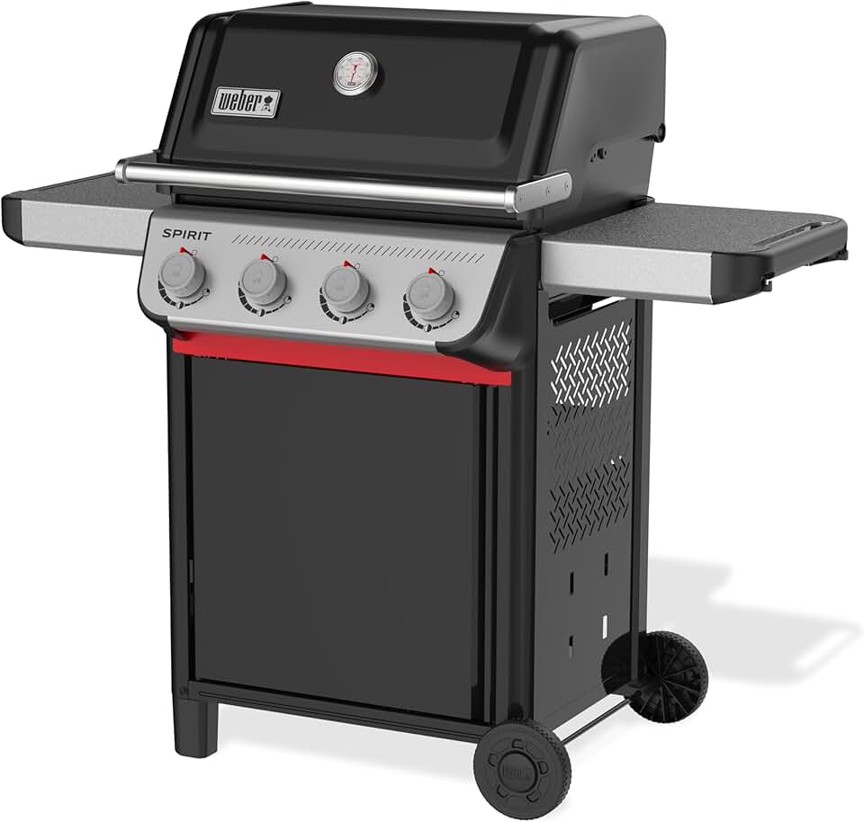 etevert - Spirit E-410 série - 51x46 cm - 4 brûleurs, grille chaleur uniforme, rails Works, Noir/Argent E-410