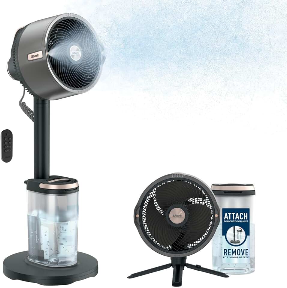 etevert - FlexBreeze Pro - ventilateur intérieur/extérieur - sans fil, brumisateur, 5 vitesses, télécommande, silencieux, 