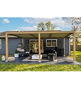 etevert Pergola Bioclimatique en Effet Bois Aluminium 3,5 x 6,35 m, Tonnelle de Jardin Extéri...