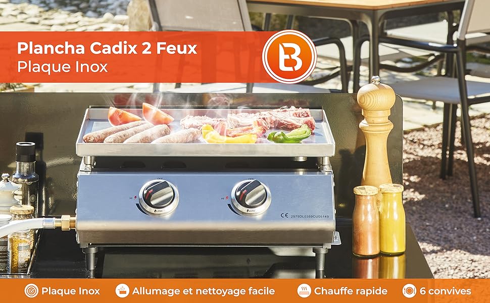 Plancha gaz Cadix 2 feux etevert