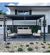 etevert Pergola Bioclimatique en Aluminium 3 x 3,65 m, Tonnelle de Jardin Exterieur Imperméab...