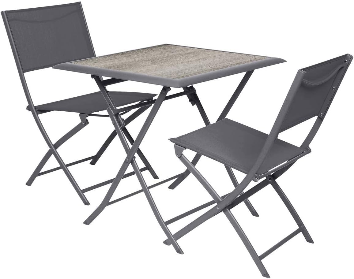 etevert - Azua table pliante carrée 2 places gris aluminium