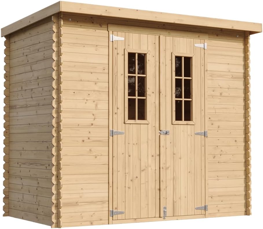 Abri de Jardin en Bois avec Sol TRAITÉ - Stockage extérieur l239xL142xH200cm/2.63 m2 - Petit abri à Outils, Local à vélos - etevert M310C+M310G