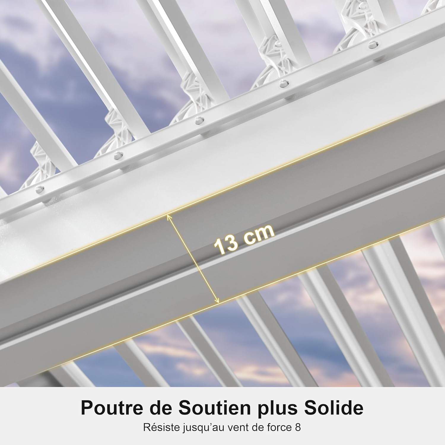 etevert - pergola bioclimatique - 4,6x3,3 m - alu, lames orientables, éclairage intégré