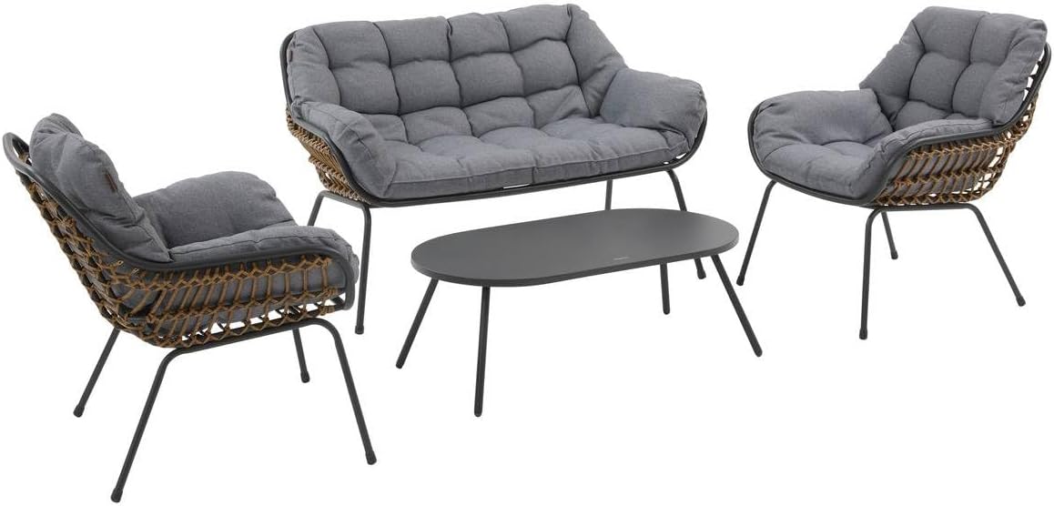 etevert - Paopao graphite 4 places - jardin - anti-rouille, coussins confortables