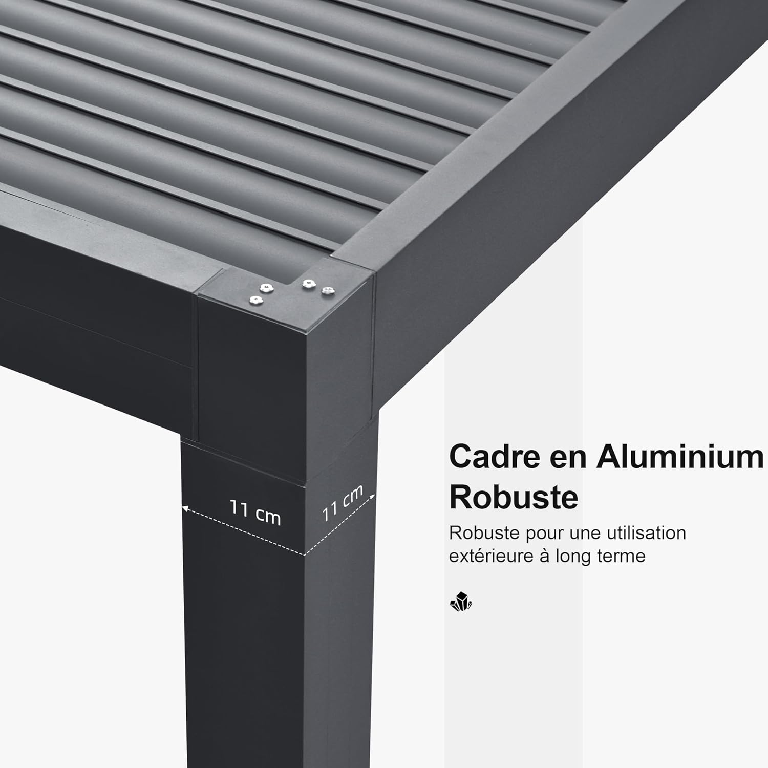 etevert - Pergola bioclimatique aluminium 4,8x3,68m, LED, lames orientables