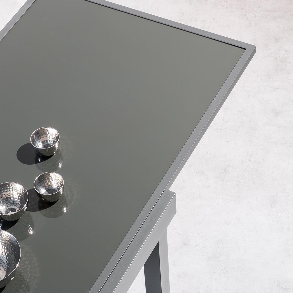 etevert - Piazza extensible - 185/245x100 cm - aluminium verre trempé 10 places