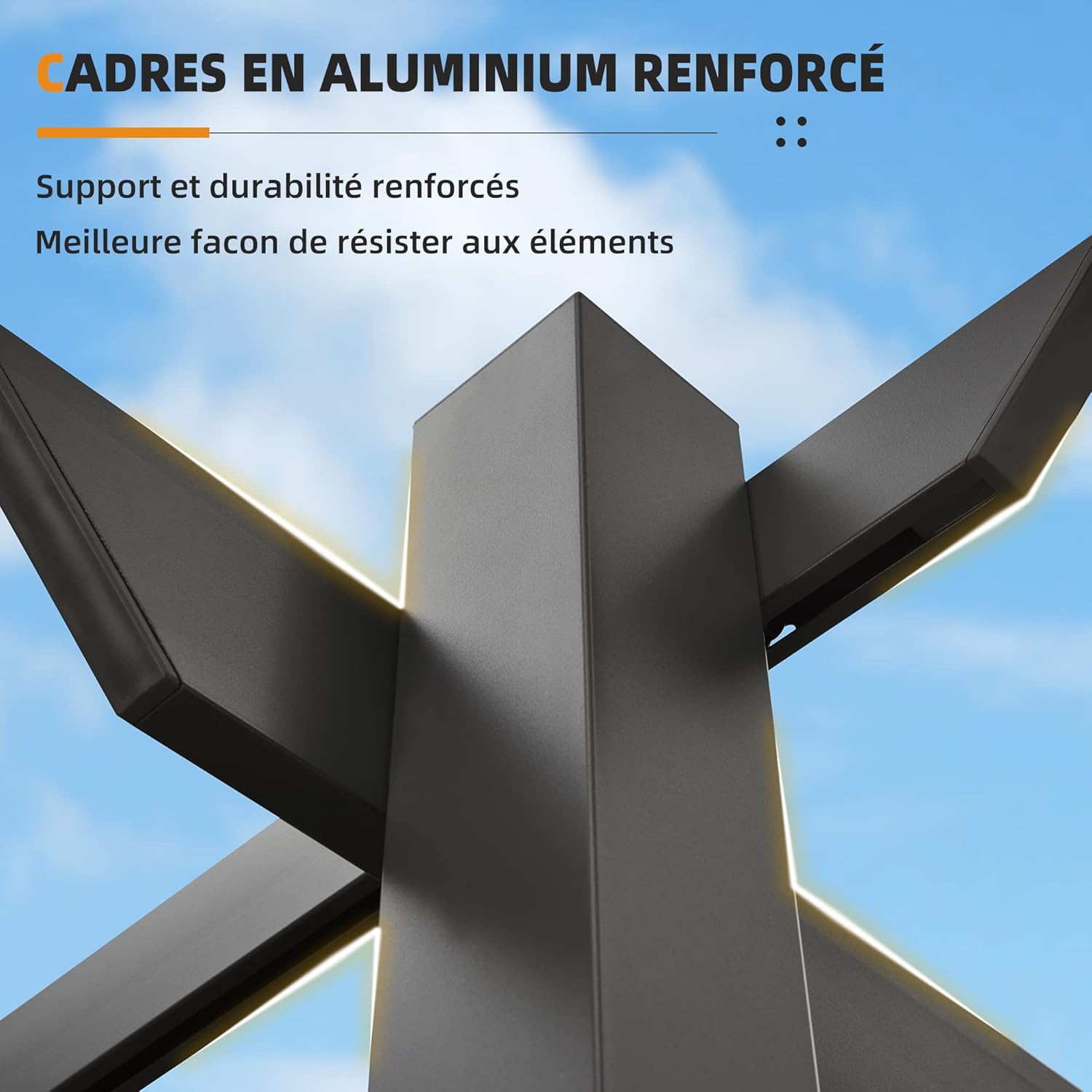 etevert – pergola aluminium – 4x3m – toit rétractable, éclairage intégré