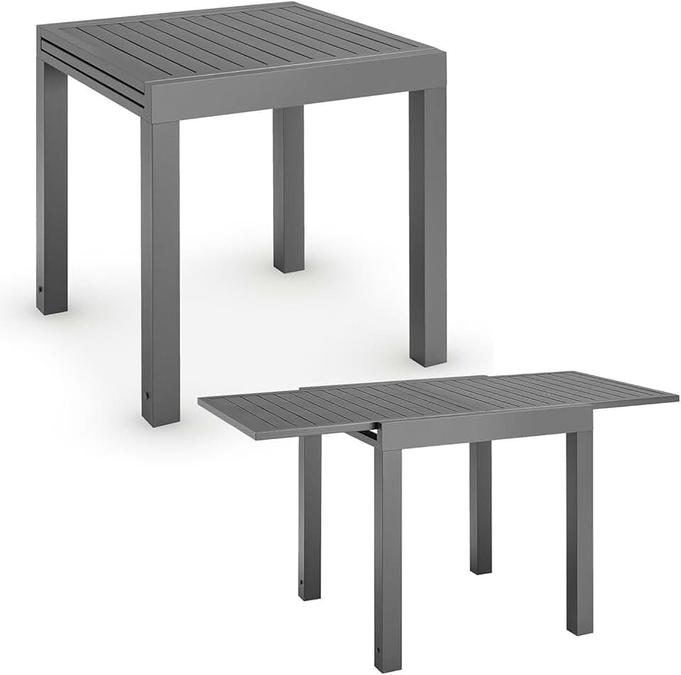 etevert - Table de jardin Laki - 70x70 cm extensible - Aluminium anthracite