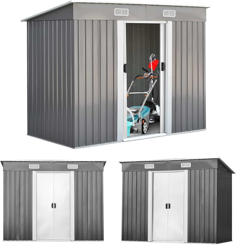 etevert - abri de jardin acier galvanisé 238x131x181cm, ventilé, double porte - RELAX4LIFE3,11㎡