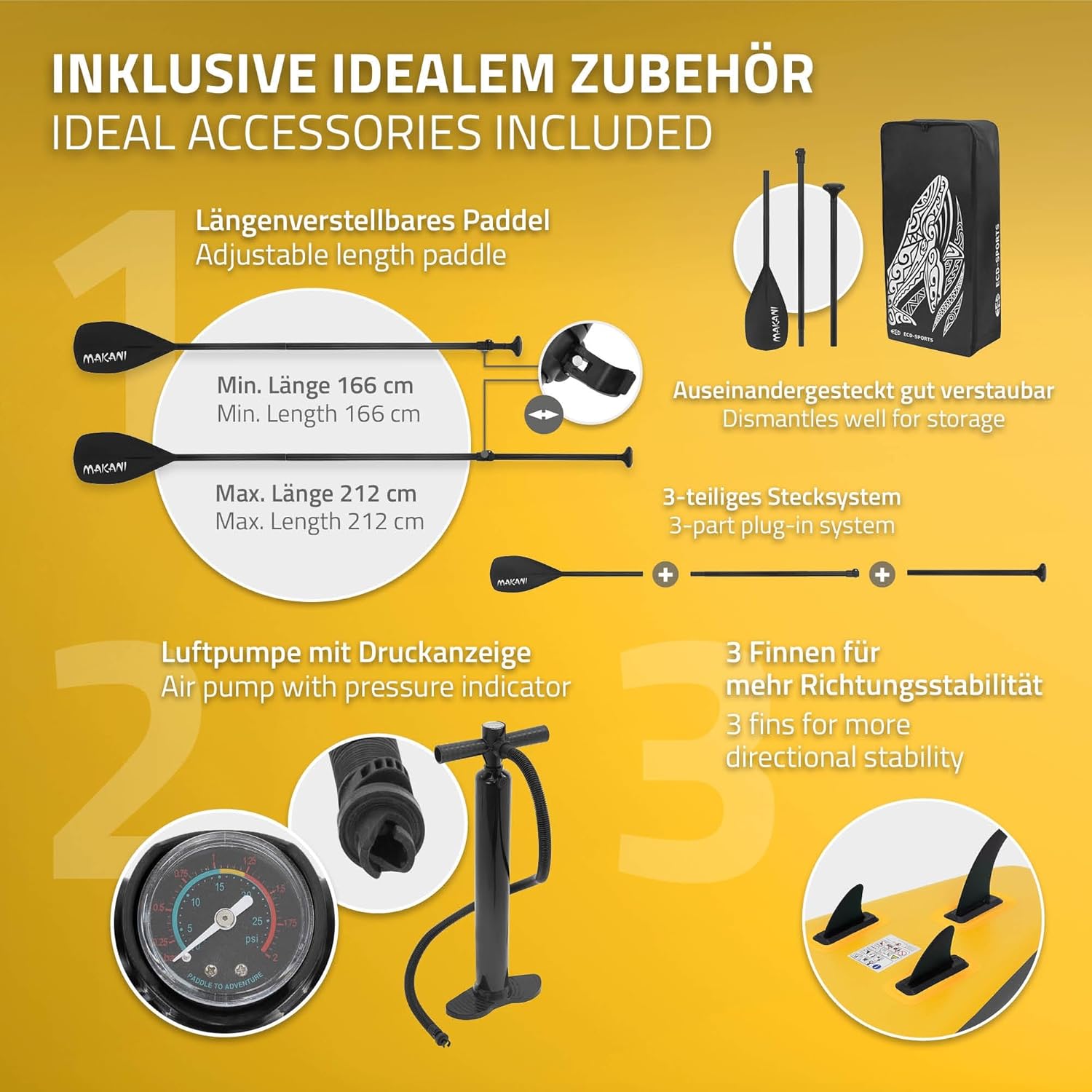 etevert - stand up paddle série gonflable - 305/308/320/380 cm - PVC, 120/150 kg, 10/15 cm épaisseur
