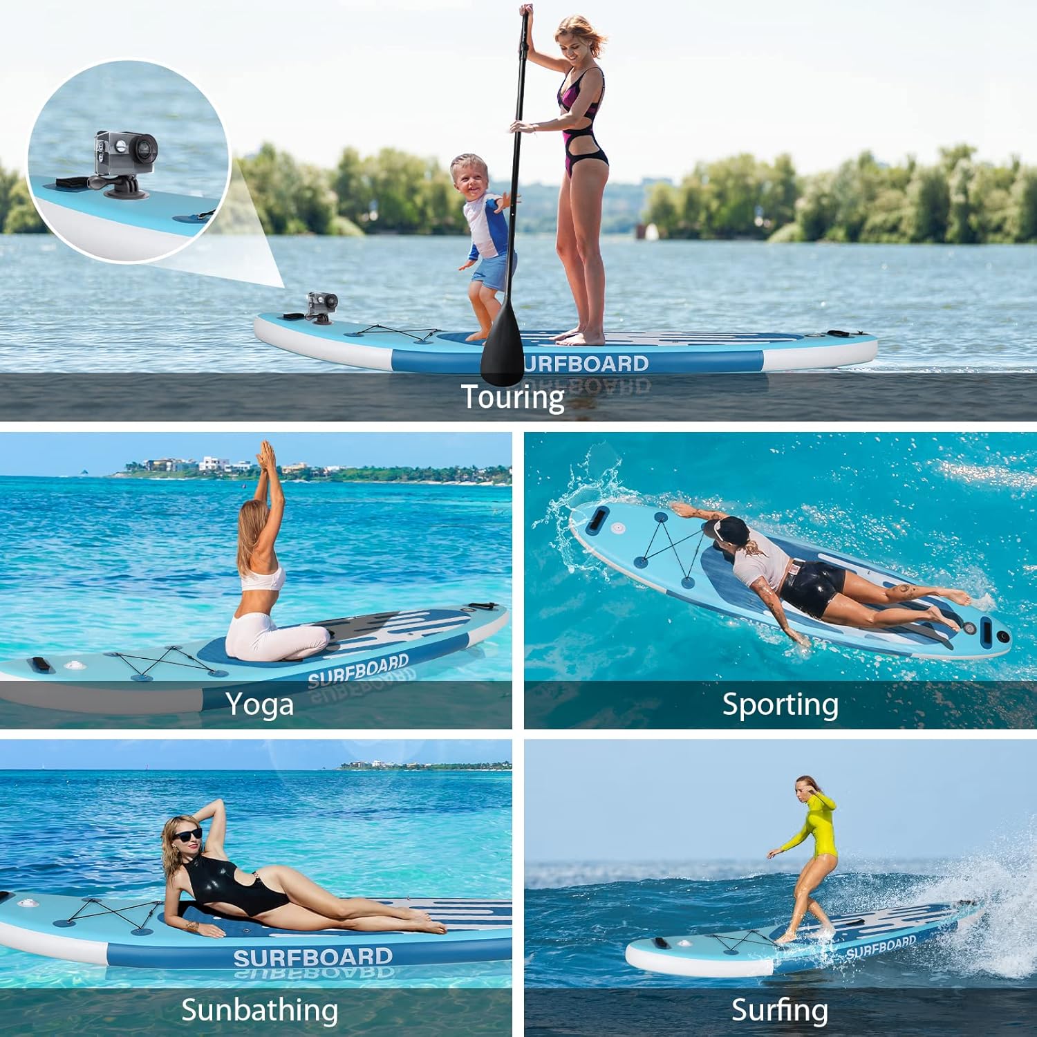 etevert - Paddle gonflable adulte - 320/335cm - 2 places, siège kayak, pagaie alu, support caméra, jusqu'à 150kg