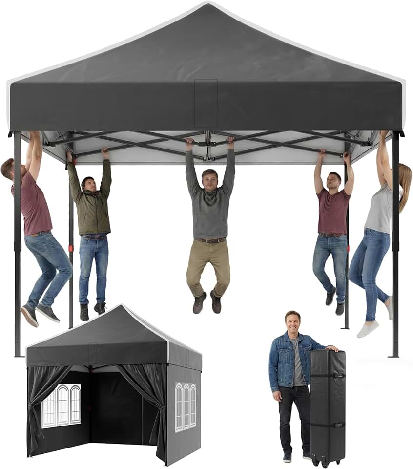 etevert - Tonnelle pliante série jardin 3x3m, cadre robuste, toit haut