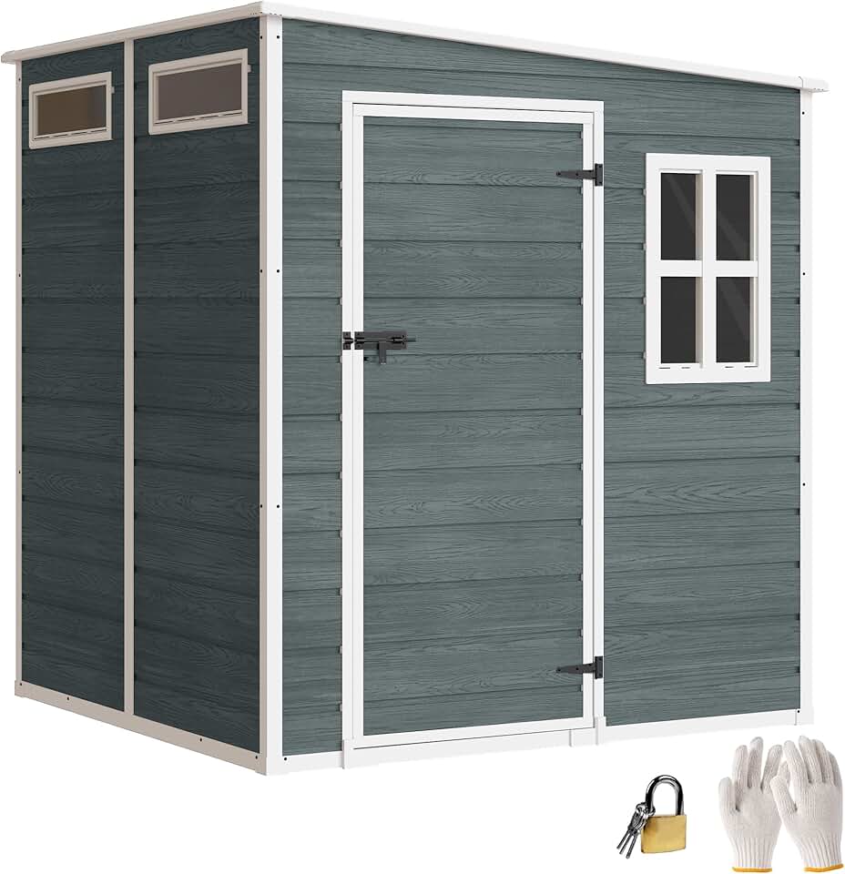 etevert - abri jardin résine, 3,3m², alu, plancher, fenêtres, 182x182x183cm