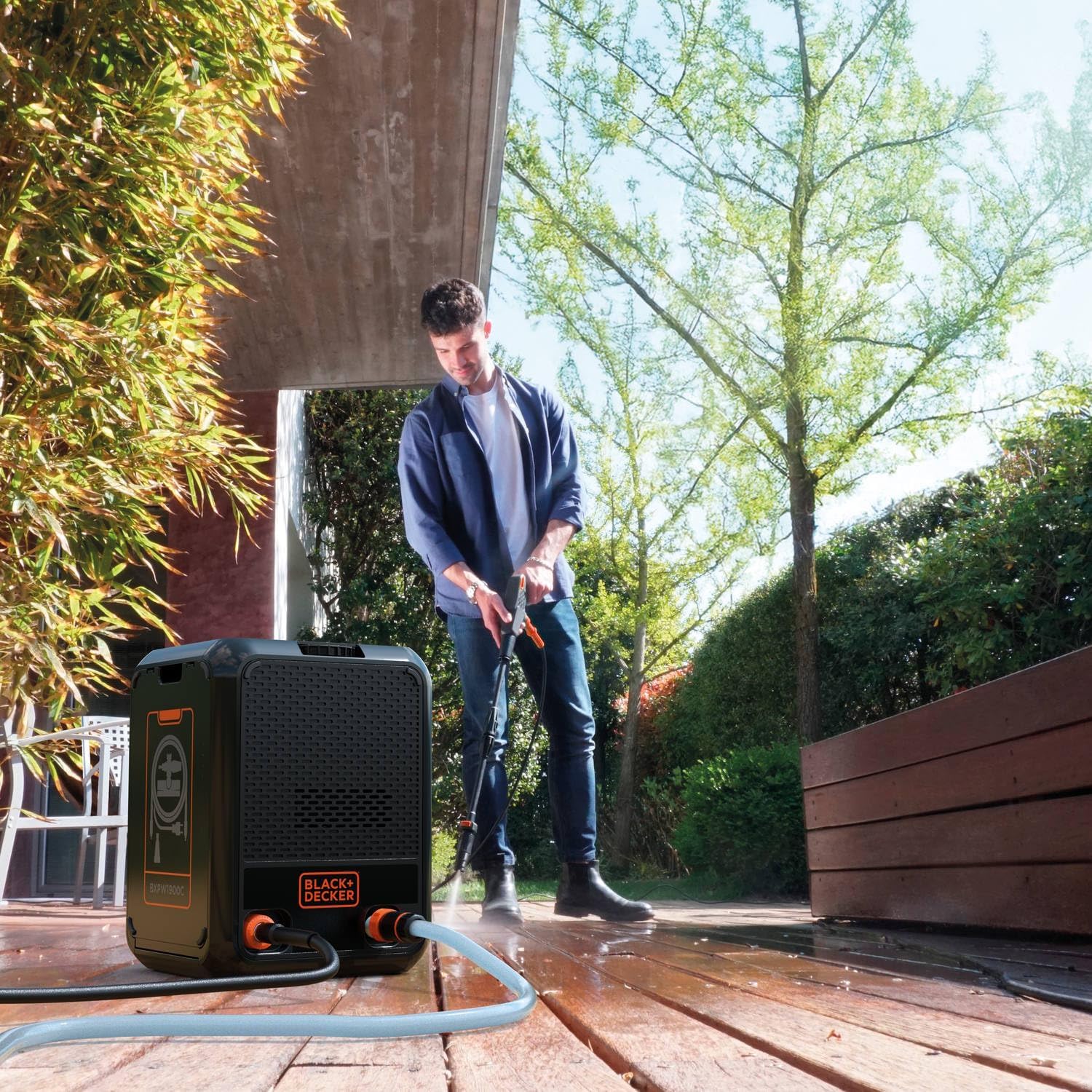 etevert Nettoyeur Haute Pression BXPW1900C, Compact, pour la Voiture et l’extérieur de la Maison, Pression Max. 150 Bar, Débit Max. 460 l/h, Puissance absorbée 1 900 W