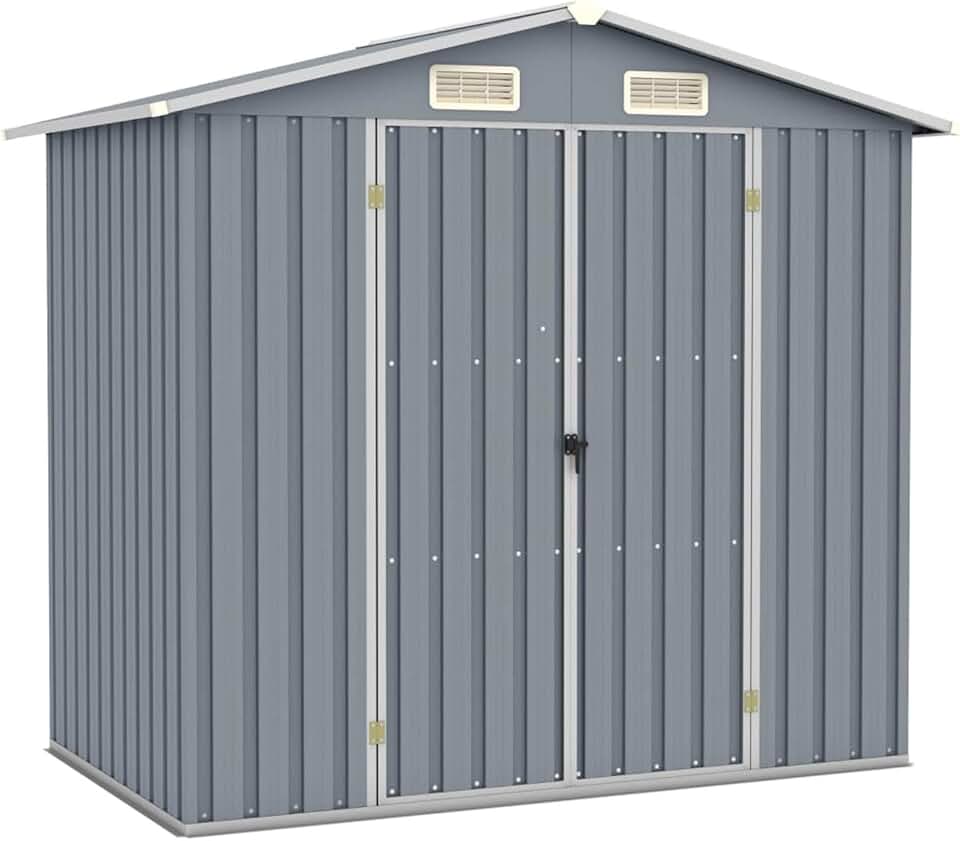 etevert - Abri de jardin acier 205x129x183 cm, gris, stockage outils